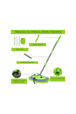 Carub Araç İçi Ve Dışı Teleskobik Mop Saplı Mikrofiber Oto Yıkama Ve Temizleme Fırçası Br0922567