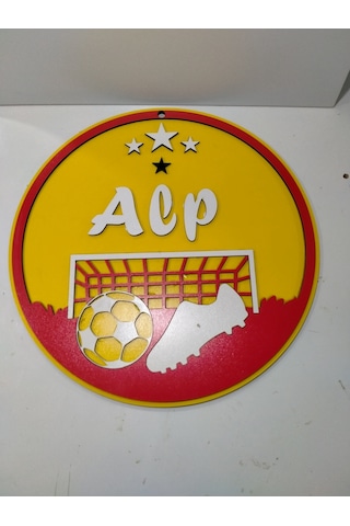 Duvar Kapı Süsü İsim Yazılı Sarı - Kırmızı