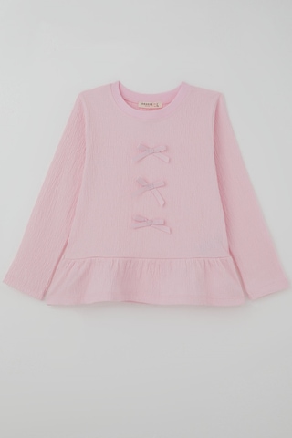Breeze Kız Çocuk Uzun Kollu Bluz Fiyonk Aksesuarlı 4-8 Yaş , Pembe