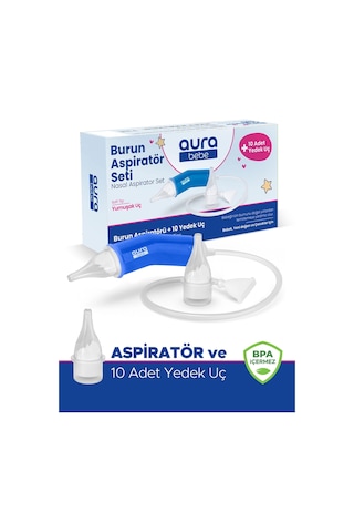 Bebek Burun Aspiratörü Ve 10 Adet Yedek Uç - Burun Temizleme Aspiratör Seti