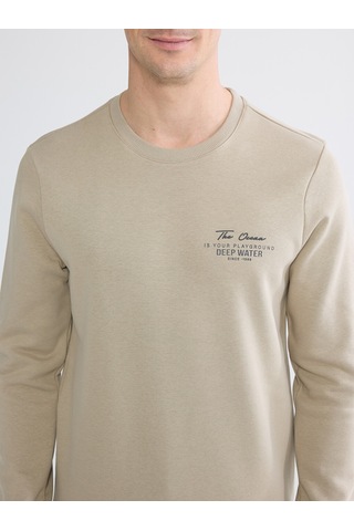 Lcwaıkıkı Classic Bej Bisiklet Yaka Erkek Kalın Sweatshirt