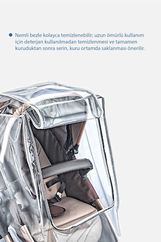 Babyjem Lüx Fermuarlı Reflektörlü Bebek Arabası Yağmurluğu Fitalatsız (22x27cm)