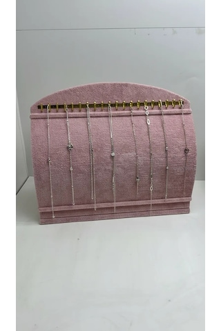 Bombeli Süet Kumaş Pembe Renk 20/24 Cm Ayaklı Kancalı Bileklik Sergileme Standı