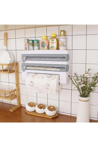 Dancemonkey 4'lü Klip Film Kesici Depolama Raf Mutfak Organizatör Havlu Tutucu Sos Rulo Düzenleyici 50034168/ Beyaz