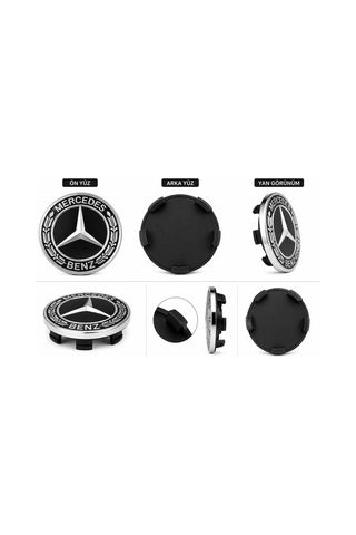 Mercedes Jant Göbeği Göbek Kapağı 4 Adet Jant Orta Kapak