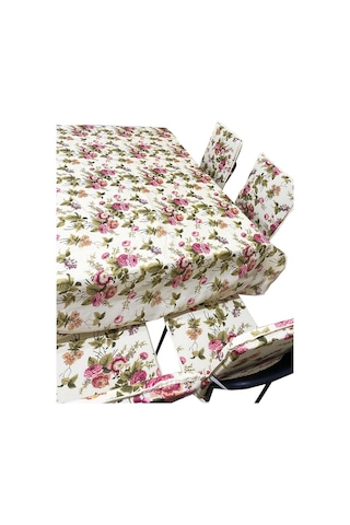 Sandalye Minderi 6 Adet Ve Masa Örtüsü Takımı(Ingiliz Gülü) (524838083)