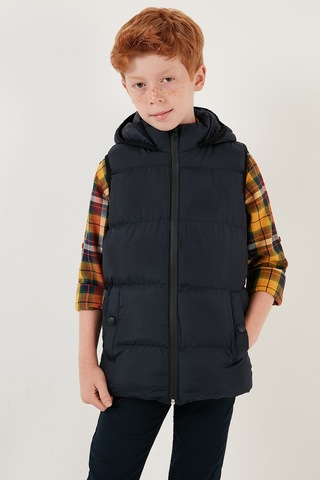 Lela Fermuarlı Kapüşonlu Cepli Şişme Unisex Çocuk Yelek 5761983 Lacivert