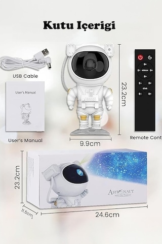 Didadodo Astronot Projektör Gece Masa Lambası Gökyüzü Star Projeksiyon, Yıldızlar Ve Ay Işıltısı Beyaz