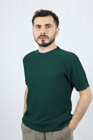 Ventov Bisiklet Yaka Fitilli Erkek Triko Vtr2604 Yeşil