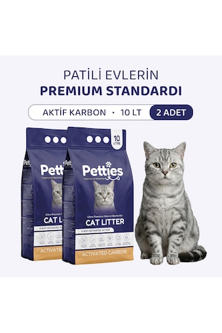 Petties Aktif Karbonlu Kedi Kumu 10 Lt X 2