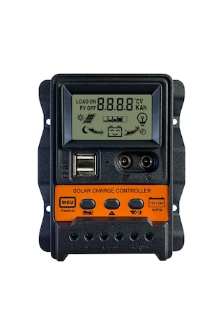 Samdoo 12v/24v Otomatik Tanıyan 10a Pwm Güneş Kontrolcüsü, İki Usb Çıkışı, Lcd Ekranlı Üç Aşamalı Şarj Yönetimi