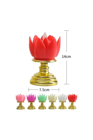 Led Elektronik Mum Lotus Lambası Dekoratif Işıklar Kırmızı Pembe Siyah