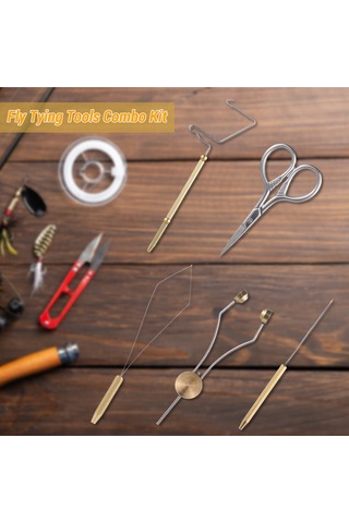 Yuntech01 Balıkçılık Uçucu İğne Bağlama Seti 6 Parça - Whip Finisher, İplik Takıcı, Bobbin, Bodkin, Makas Ve Hackle Plier