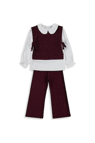 Civil Girls Yakalı 6-9 Yaş Takım - Bordo
