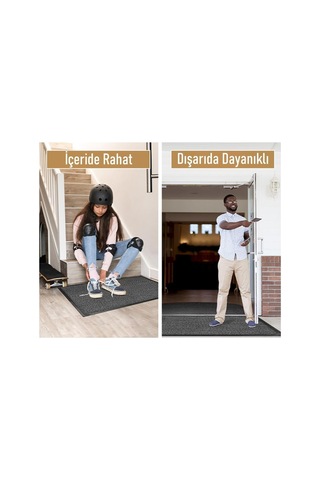 Myfloor Şık Ve Geniş Kauçuk Nem Alıcı Paspas Siyah Gri Kırçıllı İç Ve Dış Paspası Halı Paspas Diğer