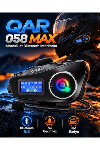 Q58-max Motosiklet Kask Bluetooth Kulaklık İnterkomlu Lcd Ekranlı Su Geçirmez Gürültü Önleyici Kablosuz Kask İçi Kulaklık
