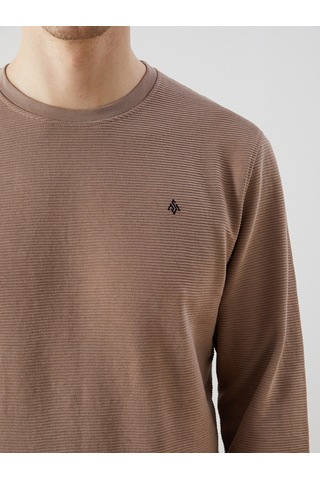 Lcwaıkıkı Classic Bej Bisiklet Yaka Uzun Kollu Baskılı Erkek Sweatshirt