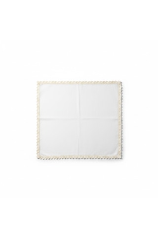 Fabricasa Dantel Kenarlı Keten Peçete 40x40 Cm Beyaz - Ekru