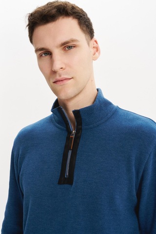 AR-MA Arma Erkek Regular Fit Yarım Fermuar Dik Yaka Sweatshirt Selanik Örme %65 Pamuk %35 Polyester K30554698102 Mavi