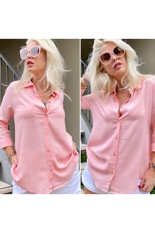 Modasize Dokuma Viskon Kumaş Efsane Gömlek Pembe