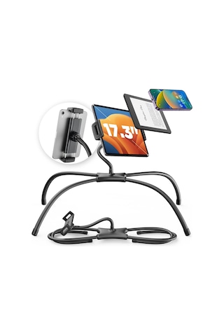 Bix Saiji Q2t Telefon Tablet Standı Yatak Masa Araba Kullanımı İçin Ayarlanabilir Ve Dayanıklı Tasarım Siyah Siyah