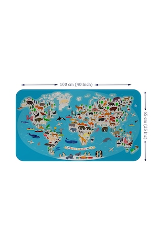 Eğitici Dünya Haritası Dünya Atlası Çocuk Ve Bebek Odası Duvar Sticker-60x105-3787 Çok Renkli