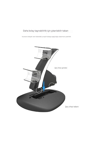 Iplay Ps5 Oyunu Kablosuz Denetleyici Çift Tabanlı Şarj Kolu Yerleştirme Braketi Şarj Tabanı Siyah