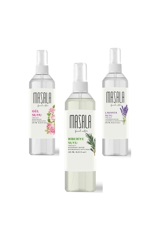Masala %100 Doğal Yağlı Saf Biberiye + Gül + Lavanta Suyu 3 x 125 ML