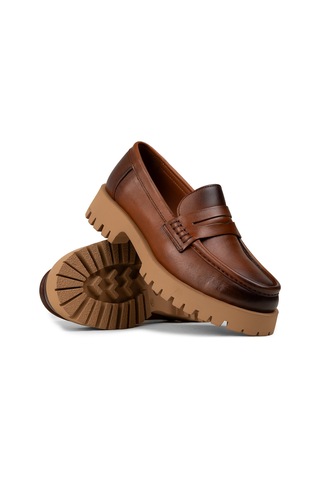 Deery Kadın Hakiki Deri Taba Rengi Loafer Ayakkabı - 02034ztbac02