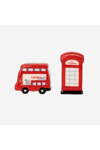 London Kırmızı Stoneware Tuzluk Ve Biberlik 12,5x5,5x9 Cm