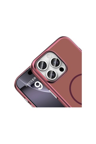 Apple iPhone Uyumlu 16 Pro Max Kılıf M-safe Şarj Özellikli Zore Lora Pc Kapak - Mürdüm