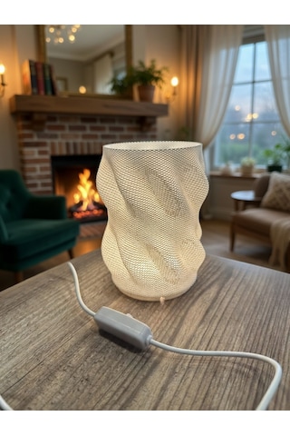 Organik Dalga Desenli 3d Printed Gece Lambası Abajur
