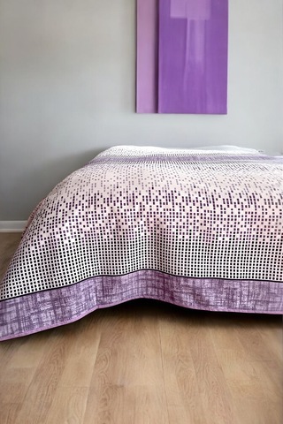 Alla Turca Çift Kişilik Modern Mozaik Desenli Pike Lila 200x240 Cm %100 Pamuk Lila