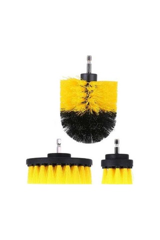 Ulzyvf 3 Parça Sarı Matkap Fırça Seti - Mutfak & Banyo Temizliği İçin Dayanıklı Sarı, Mutfak & Banyo İçin Sarı