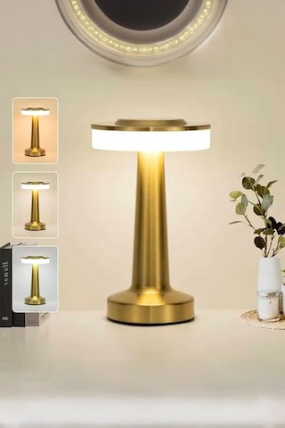 Gold Renkli Dekoratif Dokunmatik Masa Lambası Şarjlı Dim Edilebilir Renkli