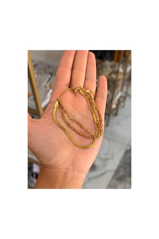 3'lü Model Gold Zincir Bileklik Altın 81061045