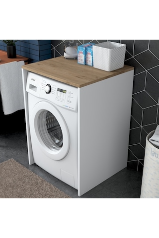 Rani Kd103 Çamaşır Makinesi Dolabı Banyo Dolabı Beyaz - S. Ceviz Beyaz