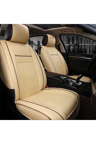 Araba Derisi Tam Kapsamlı Koltuk Minderi Kılıfı, Standart Versiyon, Sadece Bir Koltuk Bej