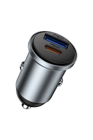 Wiwu Wi-cc030 Nano Lite Type-c + Usb-a Hızlı Şarj Akım Korumalı Araç Şarj Aleti Pd Ve Qc3.0 35w Gri