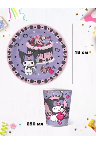 Nd Plej Tek Kullanımlık Mutfak Seti, Kuromi Vişne, Tabak Ve Bardaklar 188365216 25