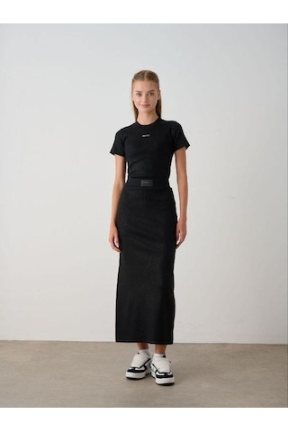 Kız Çocuk Kaşkorse Uzun Kalem Etek-15349 Siyah