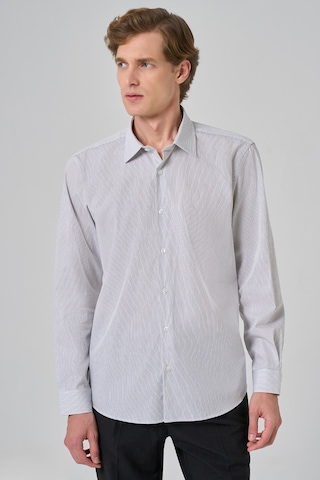 Morven Erkek Siyah Pamuk Çizgili Regular Fit Sert Yaka Gömlek 26mc004011001 Siyah