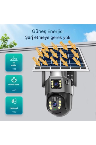 Mpıa Mika 3 Mp + 3 Mp Çift Lens Solar Güneş Enerjili Tf Kart Girişli 4g Simkart Desteli İp Güvenlik Kamerası