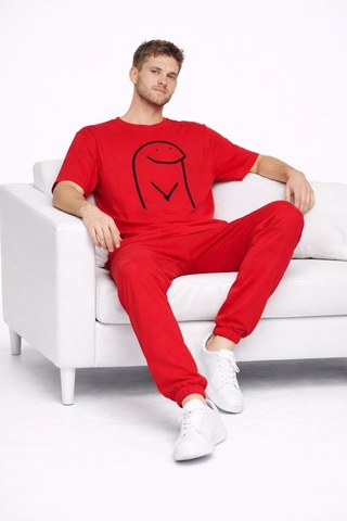 Sevgili Kombini Çift Tişört Oversize Unisex Matching Couple Minim Kırmızı