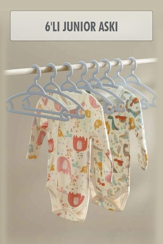 6 Lı Bebek Askısı & Bebek Gardırop Askısı Gri Set Sarı