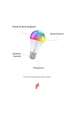 Fonri Akıllı Ampul 4'lü Set, 9w, Titreşimsiz, 16 Milyon Renk, Sesli Kontrol, Wifi Kontrol, Garantili