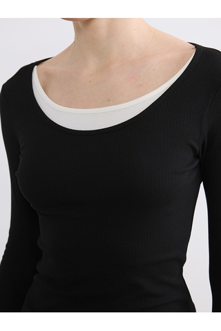 Lcwaıkıkı Classic Siyah U Yaka Fitilli Kadın Body