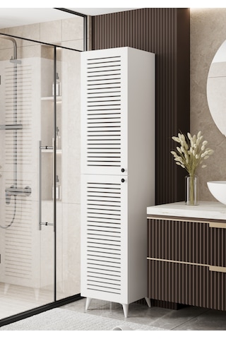 Lidya Panjur Kapaklı Çok Amaçlı Dolap - Kiler Dolabı - Banyo Dolabı - Ayakkabılık - Mutfak Dolabı Beyaz