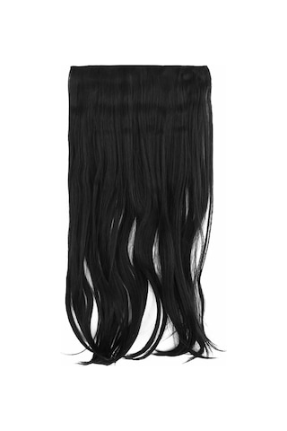 Caş Dekorasyon Isıya Dayanıklı Yarımay Çıt Çıt Saç-1b-siyah-dalgalı-60 Cm-110 Gr