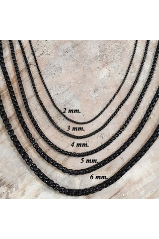 Chavin 60 Cm. Uzun Siyah 3 Mm. Erkek Çelik Zincir Dt37 (478258188)